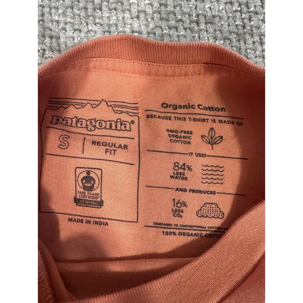 Patagonia‎ Shirt Mens Small Orange Fitz Roy Scope Organic Cotton Regular Fit - Picture 6 of 7